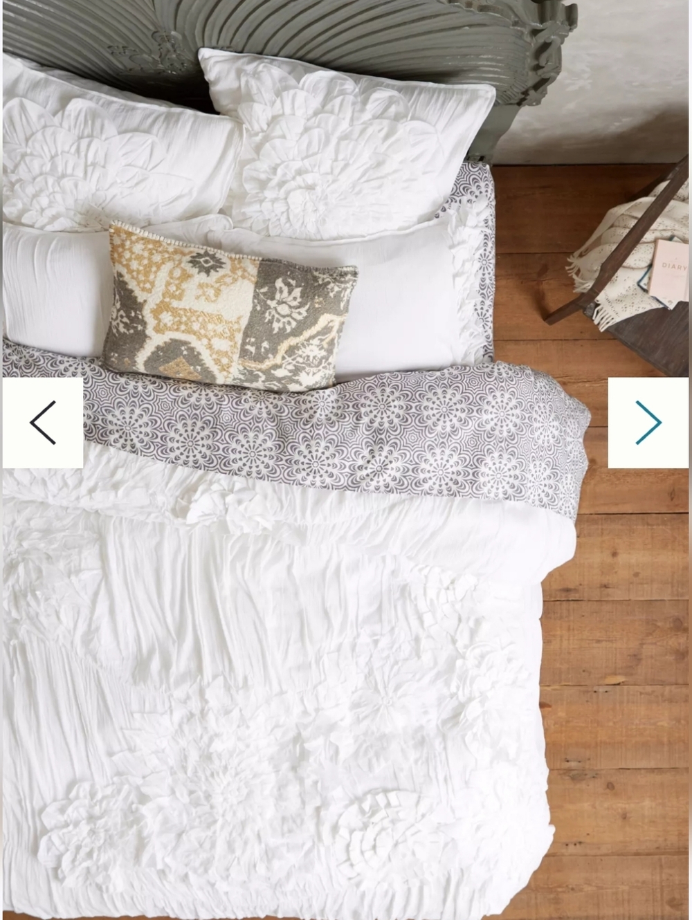 RARE Anthropologie Georgina Queen Duvet Cover Shams Euro Shams Bedskirt White